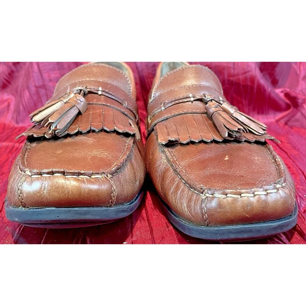 Mens DOCKERS Tan Leather Tassel Kiltie Comfort Foam Insole Loafers Shoes sz 11.5